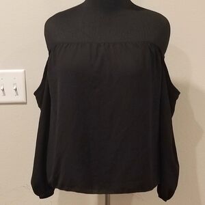 Vivace Black Cold Shoulder Sheer Top Size Medium